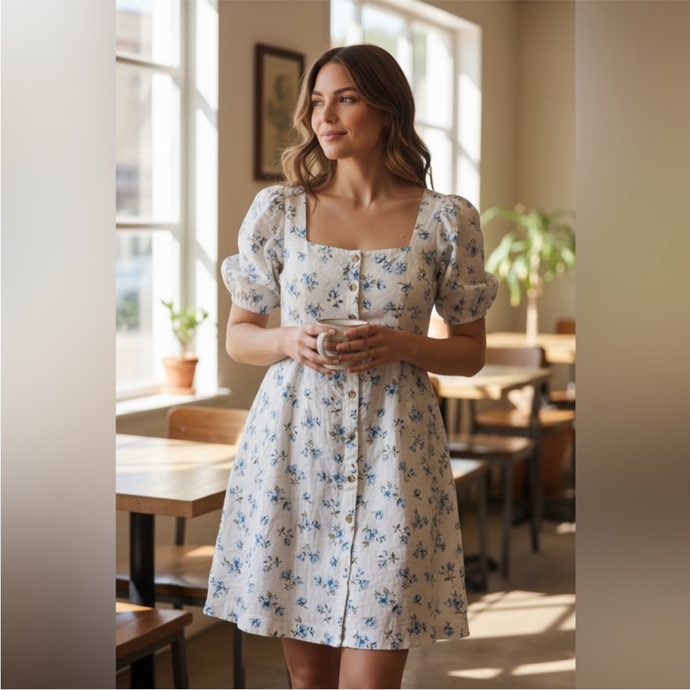 NWT Old Navy floral puff sleeve dress